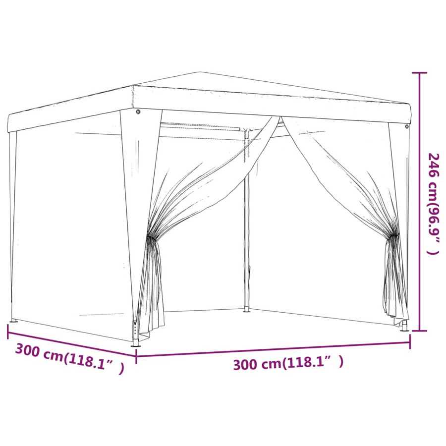 vidaXL Partyzelt mit 4 Mesh-Seitenwänden in Anthrazit, B/T/H: 300 x 300 x 246 cm - Bild 6