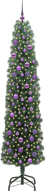 vidaXL Künstlicher Weihnachtsbaum in Grün mit 300 warmweißen LEDs und Ständer, Höhe: 210 cm - Bild 1