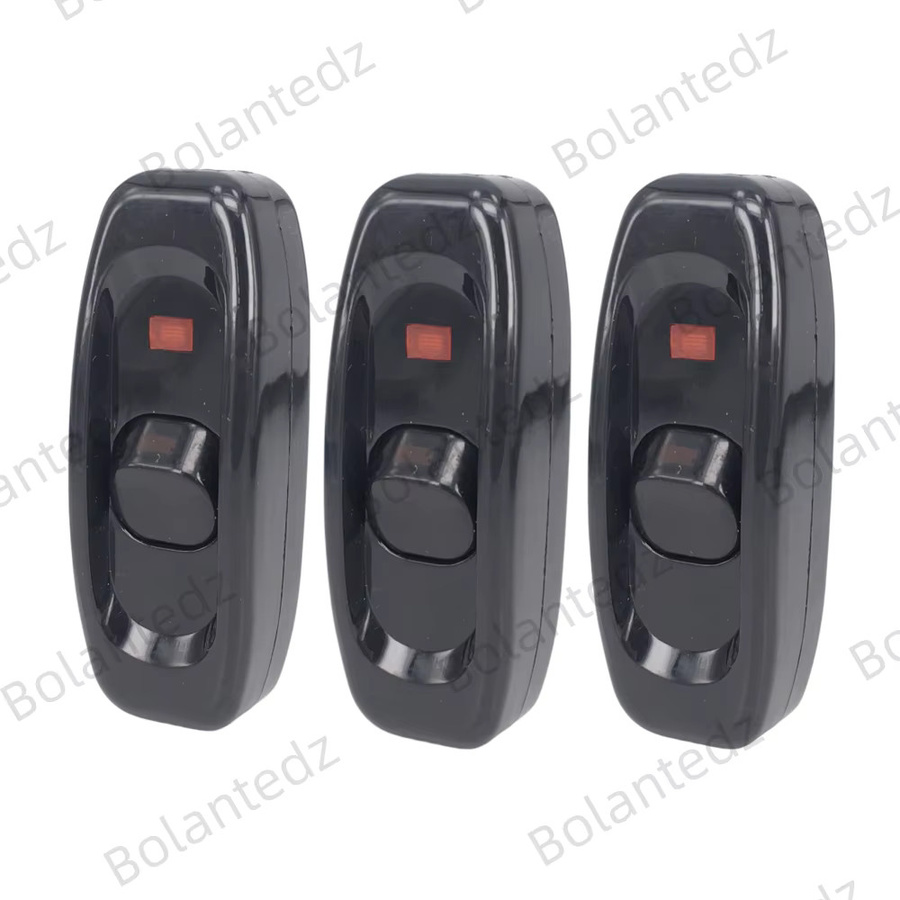 Bolantedz 3-teiliger Inline-Kabelschalter für Tischlampen und Schreibtischleuchten, Schwarz, 10A 250V - Bild 1