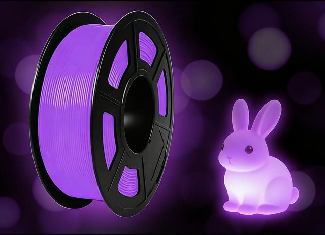 MANLANG PLA Filament 1,75 mm für FDM 3D-Drucker, mehrfarbig Lila und Blau, im Dunkeln leuchtend, 250 g - Bild 1