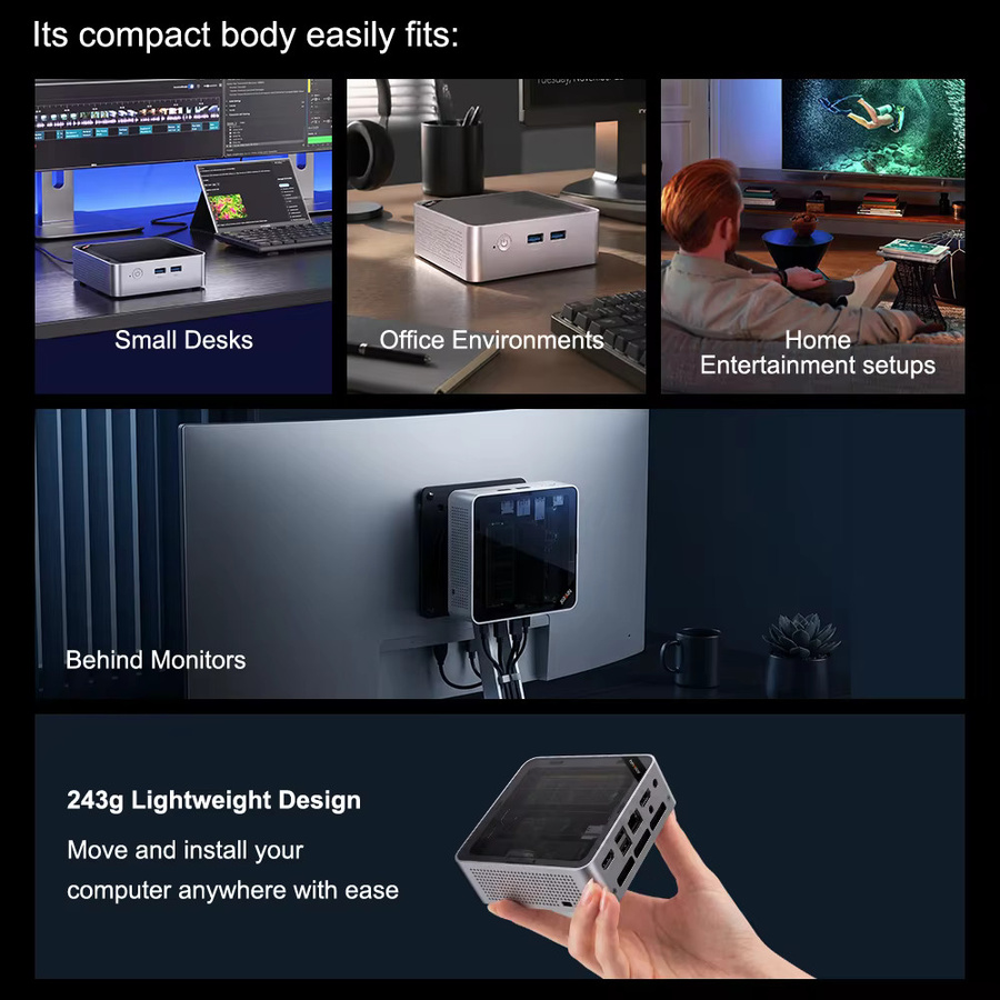 Ninkear M5 Neo Mini PC in Silber mit Intel Pentium Gold 5405U, 8GB RAM, 256GB SSD, Windows 11, Dual HDMI, WLAN und Bluetooth - Bild 3