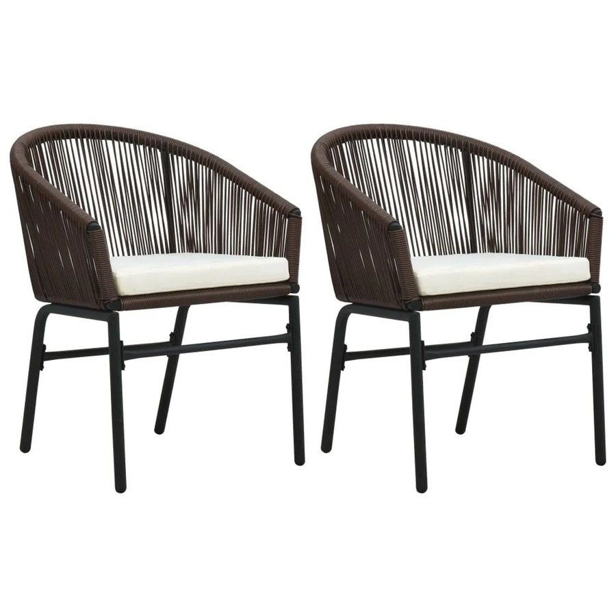 Furnicato Gartenstuhl Set aus 2 Stück in Braun aus PE-Rattan mit UV-beständigen Polstern und pulverbeschichtetem Metallgestell - Bild 2