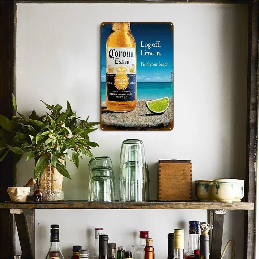 Corona Beer Vintage-Schild aus Metall und Aluminium für Wanddekoration, B/H: 20 x 20 cm - Bild 1