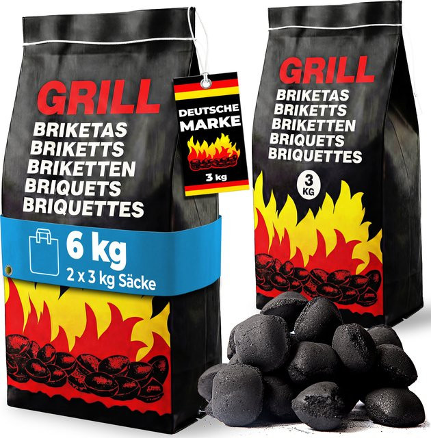Deuba Holzkohlebriketts 2er-Set, 6 kg (2 x 3 kg) - Bild 1