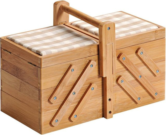 Kesper Nähkästchen aus Bambus in Braun, B/H/T: 29 x 19 x 16,5 cm - Bild 1