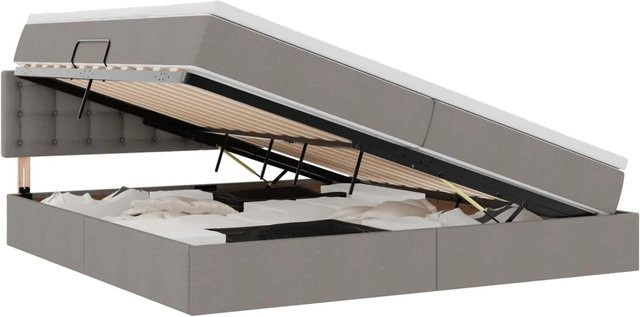 vidaXL Stauraumbett mit Matratze in Taupe, modernes Polsterbett mit Lift-up-Funktion, B/T/H: 200 x 200 x 203 cm - Bild 1