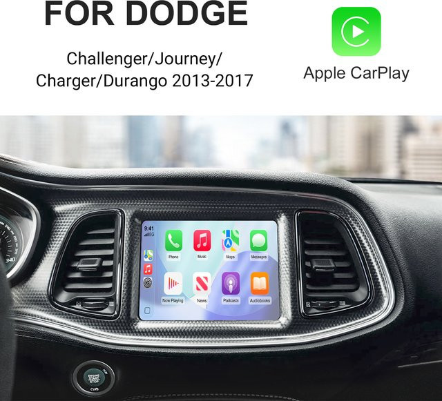 ANYFAR Kabelloses CarPlay und Android Auto Nachrüstkit Decoder-Box für Dodge Challenger, Journey, Charger und Durango (2011-2017), Schwarz - Bild 1