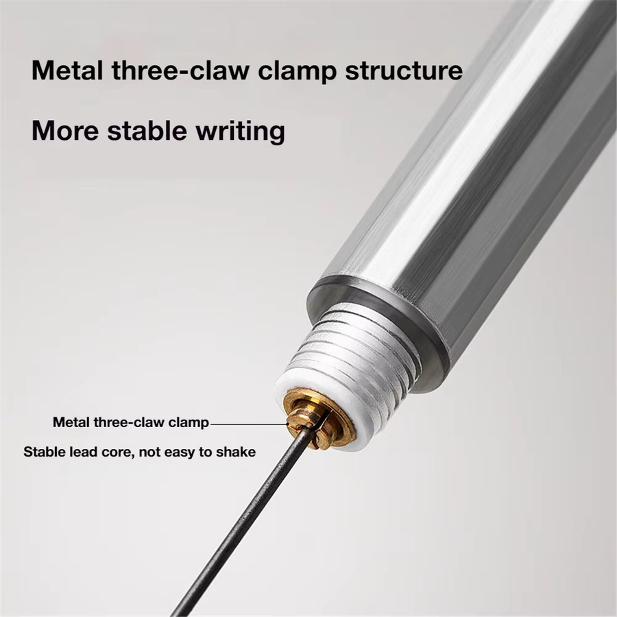 Deli 3-teiliges Metall-Druckbleistift-Set in Silber mit 0,5 mm Graphitminen HB für Schule und Büro - Bild 4