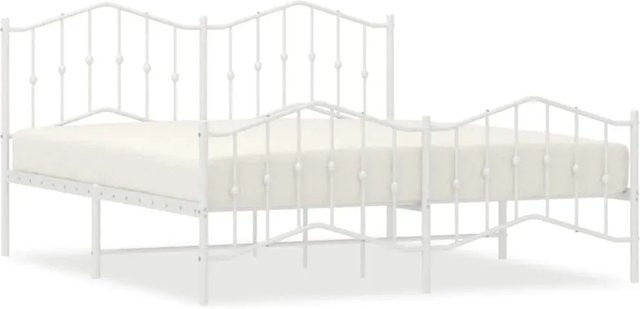 vidaXL Bettgestell aus Metall mit Kopf- und Fußteil in Weiß, B/T/H: 183 x 213 cm - Bild 1