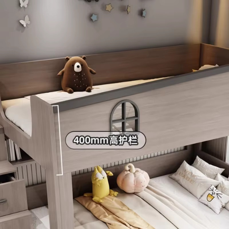 MDNG Etagenbett für Kinder aus Massivholz mit Treppe und Schubladen, Loft-Doppelbett in Braun, B/T/H: 150 x 200 x 120 cm - Bild 2