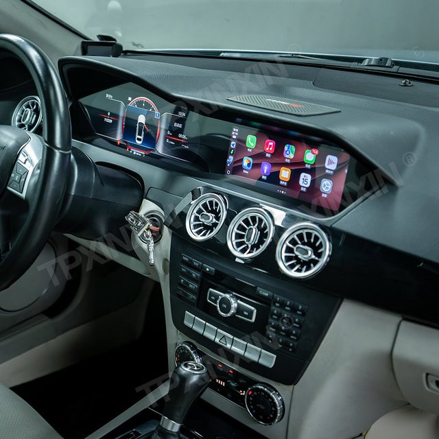 Aotsr Android 14 Infotainment-System für Mercedes Benz W204 C-Klasse 2011-2014 mit 12,3-Zoll-Instrumentenanzeige, 8,8-Zoll-Einzelbildschirm, Wireless CarPlay und 360-Grad-Ansicht-Modul in Schwarz - Bild 1
