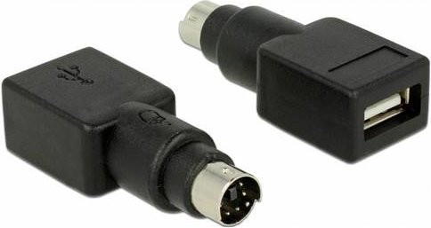 Delock USB-Adapter mit PS/2-Stecker auf USB-A Buchse, Schwarz, 65898 - Bild 1