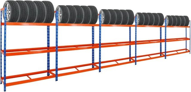 PROREGAL Reifenregal Tiger XL Set aus 5 Einheiten, Blau-Orange, H x B x T: 200 x 150 x 45 cm - Bild 1