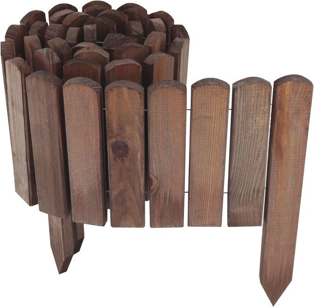 Aquagart Holz Rollzaun Dunkelbraun Beeteinfassung und Rasenabgrenzung - Bild 1