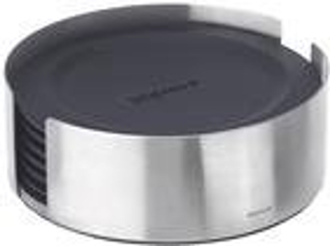 Blomus Set 6 runde Untersetzer LARETO aus Metall in Schwarz und Silber - Bild 1