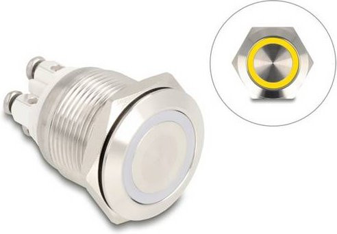 Delock 20979 Drucktaster 3A 1 x Ein/Aus tastend Gelb IP65 Breite: 30 mm, Tiefe: 25 mm - Bild 1