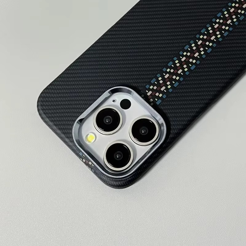 Ultradünne Hartfaser Handyhülle für Apple iPhone 13, 14, 15, 16, 17 Pro Max in Schwarz mit Anti-Drop-Schutz - Bild 2