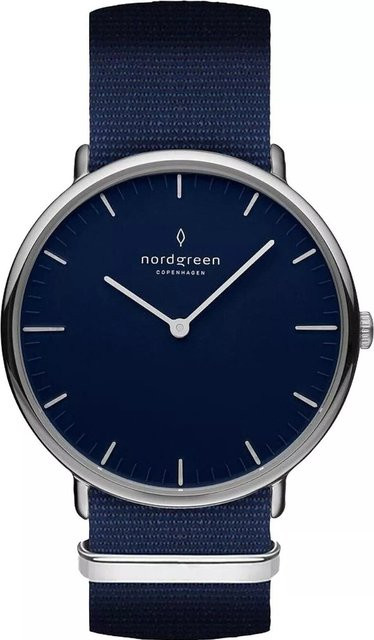 Nordgreen Herrenuhr Native, Quarz, Edelstahl, 40 mm, Textil/NATO, Blau - Bild 1