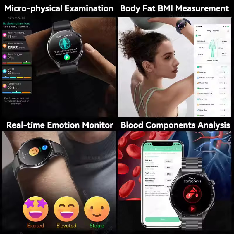 GUHUAVMI Smartwatch mit Saphirbildschirm und NFC, EKG, Blutdruck- und Sauerstoffmessung, HD-Anruffunktion in Schwarz und Rot - Bild 4