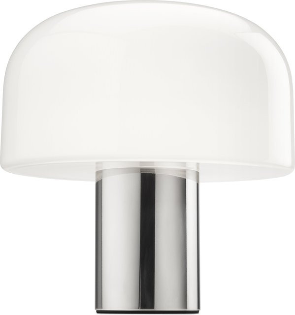 Flos Bellhop Glass Tischleuchte in Silber mit transparentem Glaskörper und E27 Fassung - Bild 1