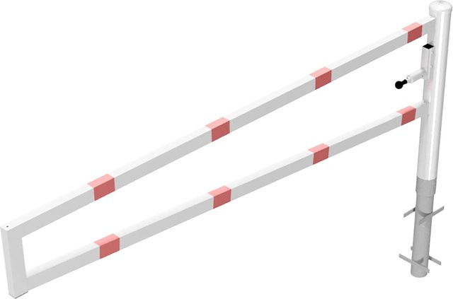 Schake Drehbare Wegesperre zum Einbetonieren mit Vorhangschloss in Rot-Weiß, Schrankenarm Länge: 250 cm, Drehpfosten Durchmesser: 10,2 cm, Schrankenarm: 6 x 4 cm - Bild 1