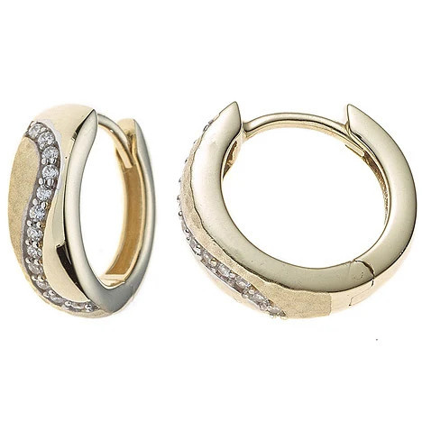 Colfem Creolen 333 Gelbgold bicolor, mattiert, Zirkonia, Ohrringe - Bild 1