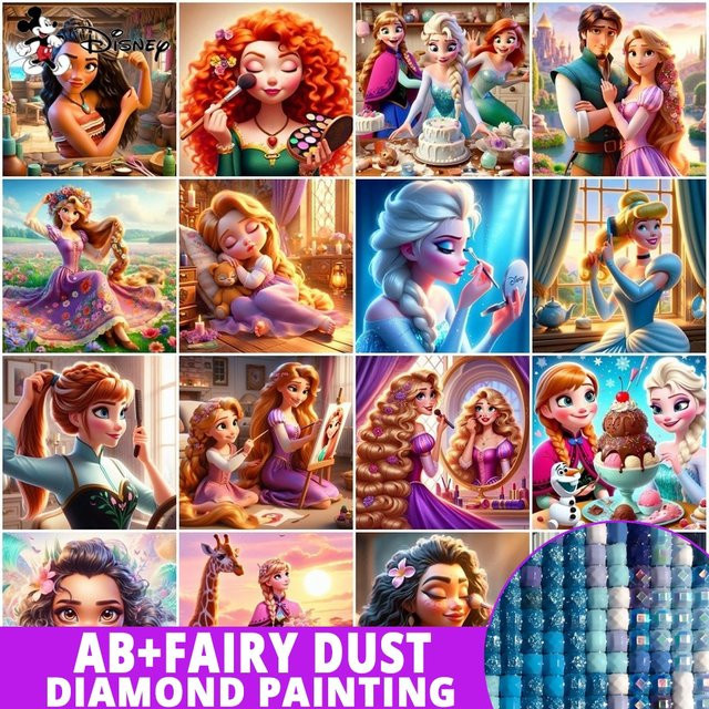 Disney Fairy Dust AB 5D Prinzessin Diamantmalerei als Cartoon Mosaik Kunst mit Rund Bohrer in Multicolor für Mädchen - Bild 1