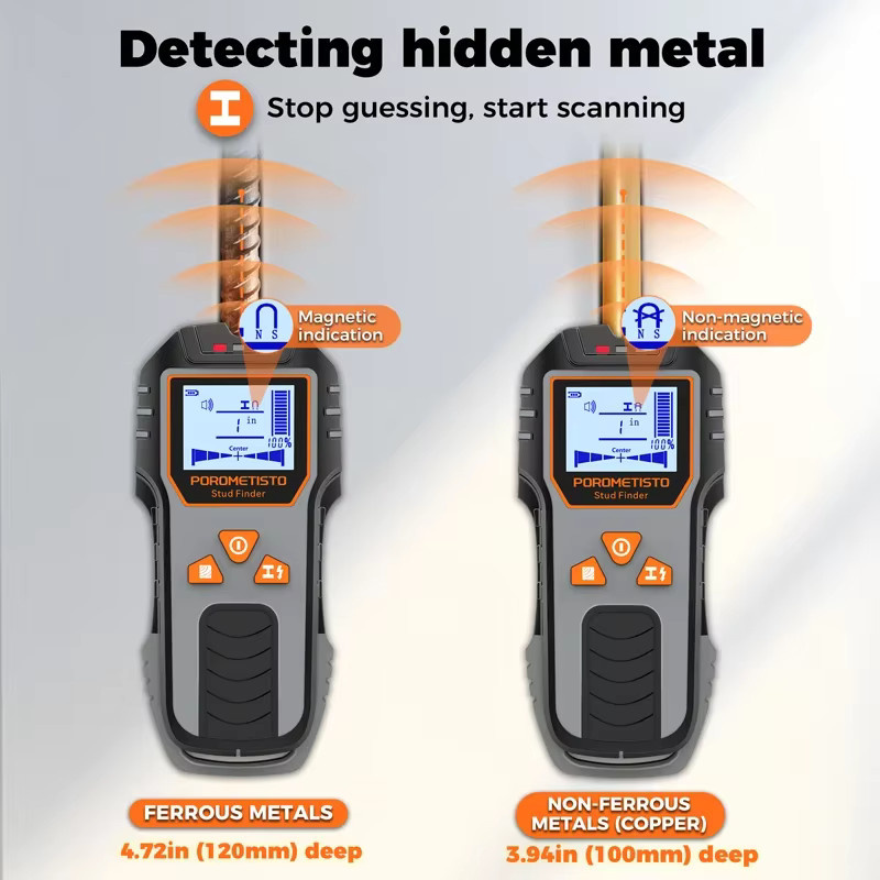 POROMETISTO 6in1 Wandscanner Multifunktions-Detektor für AC-Kabel, Holz und Metallrohre - Bild 5