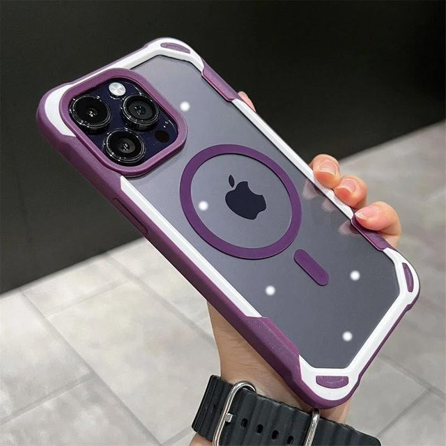 Yiran MagSafe Magnetische Klare Hülle Hybrid Armor Bumper Stoßfest für iPhone 16 15 14 13 12 Pro Max Plus Transparent - Bild 1