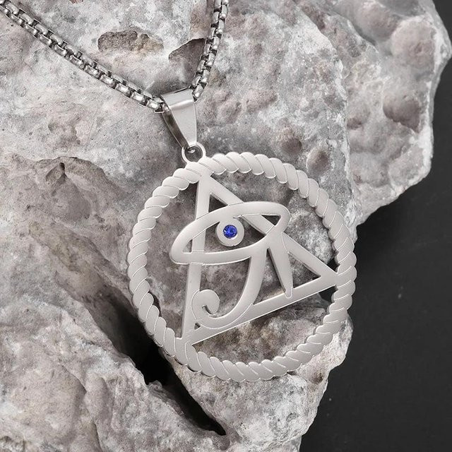 YIRAN Halskette Edelstahl, Pyramide Horusauge, gray, Unisex - Bild 1
