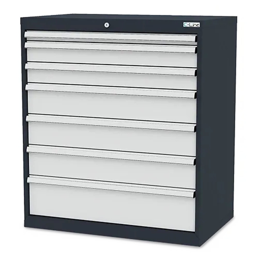 Simplaflex Schubladenschrank mit Einteilungs-Set aus Stahlblech, grau, B/H/T: 90 x 102 x 57,5 cm - Bild 2