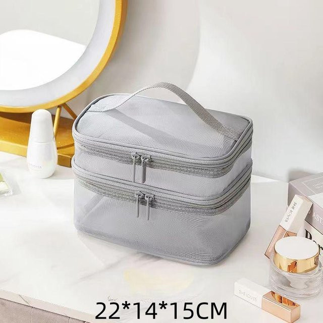 LChome Make-up-Organizer, Reise-Mesh-Waschtasche, Grau, Unisex - Bild 1