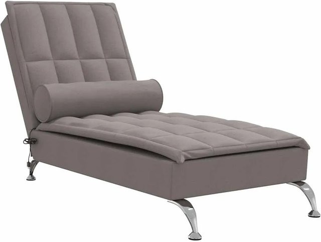 vidaXL Massage-Chaiselongue mit Nackenrolle in Taupe aus Stoff - Bild 1
