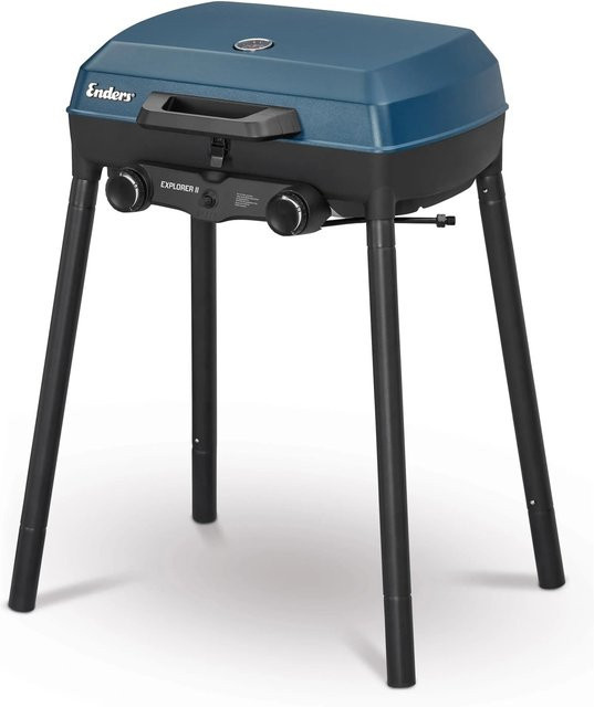 Enders Camping-Gasgrill Explorer II in Silber mit Thermometer und Piezozündung - Bild 1