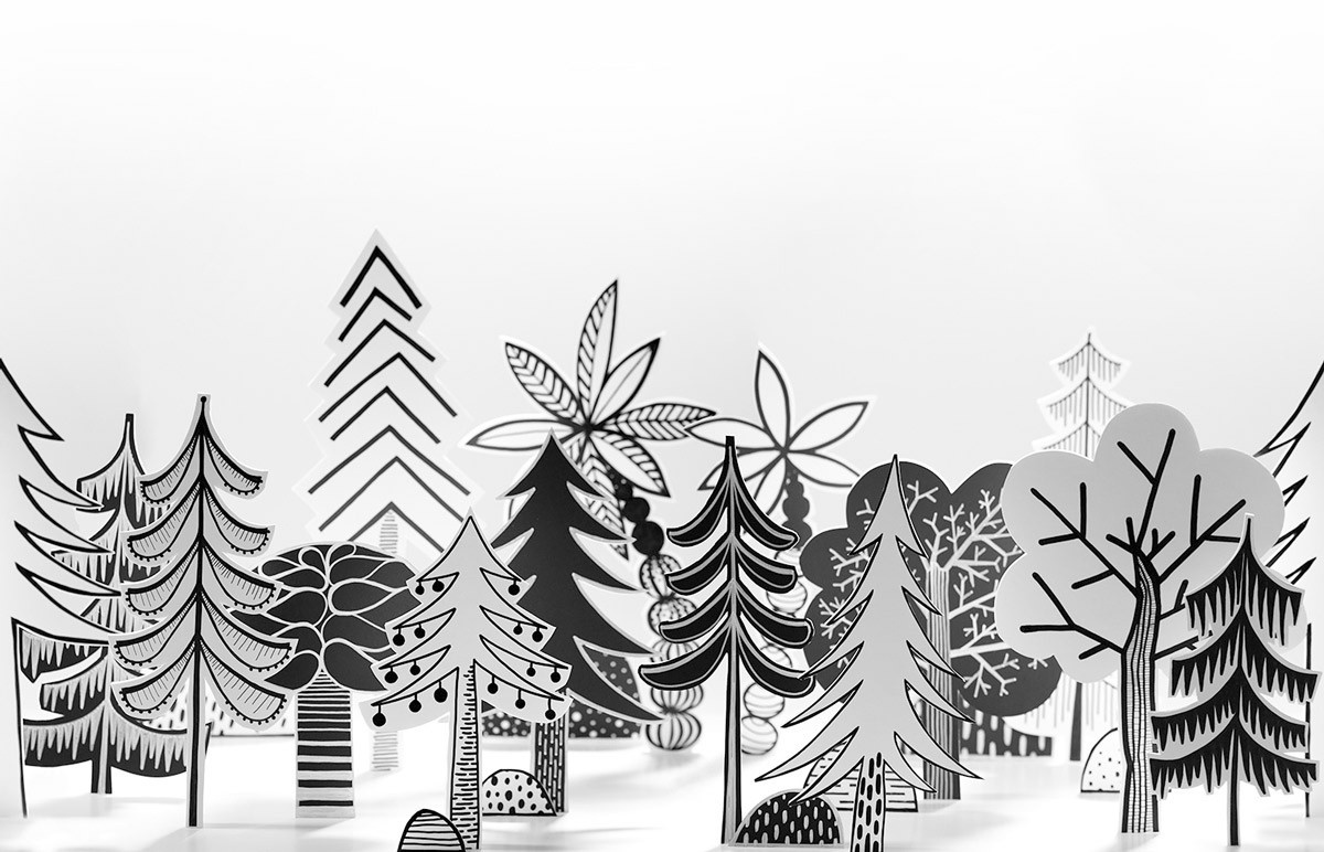 Rebel Walls Mural Nordic Valley Wandtattoo im skandinavischen Design in Schwarz und Weiß - Bild 1