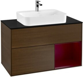 V&B Waschtischunterschrank Finion Wandbeleuchtung in Walnuss, Breite: 100 cm, Höhe: 50,1 cm, Tiefe: 50,1 cm - Bild 1