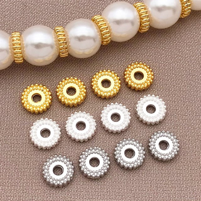 Rad-Abstandshalter 6mm, Silber, Gold, mit Punkten besetzt, DIY Schmuckherstellung Zubehör - Bild 1