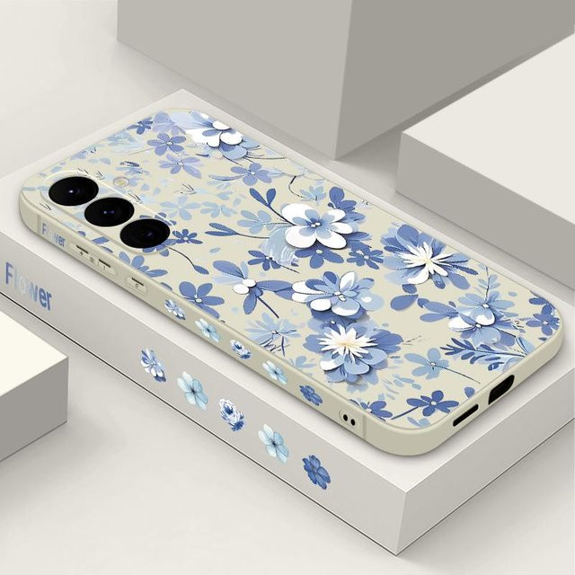 Samsung Galaxy Handyhülle mit Lanyard und Blumenmuster in Weiß für verschiedene Modelle wie S24, S23, S22 Ultra und Galaxy A-Serie - Bild 1