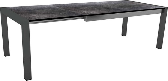 Stern Ausziehtisch Silverstar 2.0 aus Aluminium in Anthrazit mit Tischplatte Dark Marble, B/T/H: 174 x 90 x 75 cm (ausziehbar auf 214 x 90 x 75 cm oder 254 x 90 x 75 cm) - Bild 1