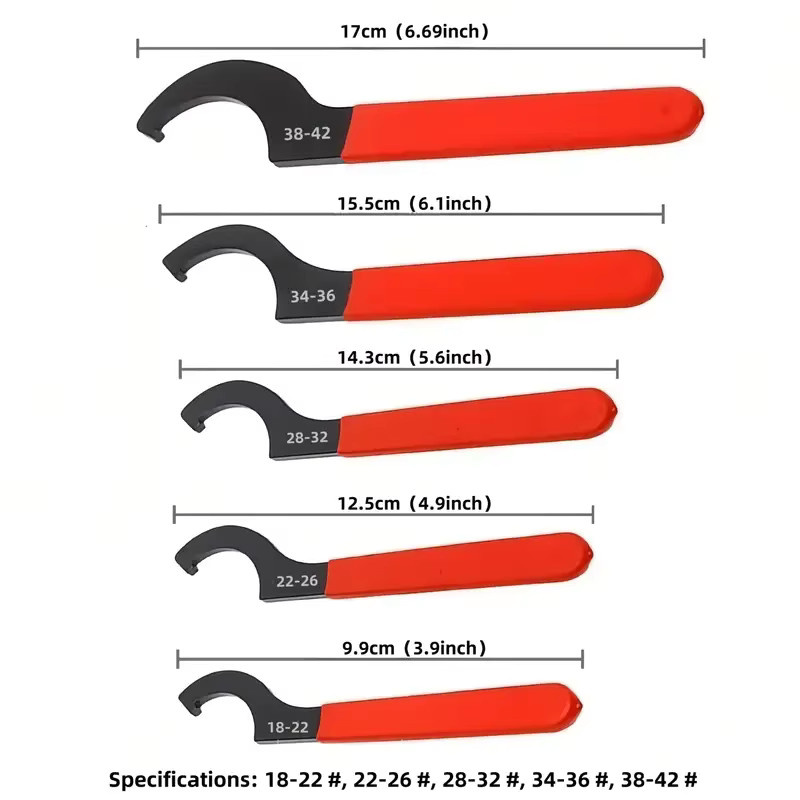5er Set C-Form Spanner und Halbmond-Schlüssel für Motorrad und Auto zur Schock-Einstellung und Reparatur - Bild 2