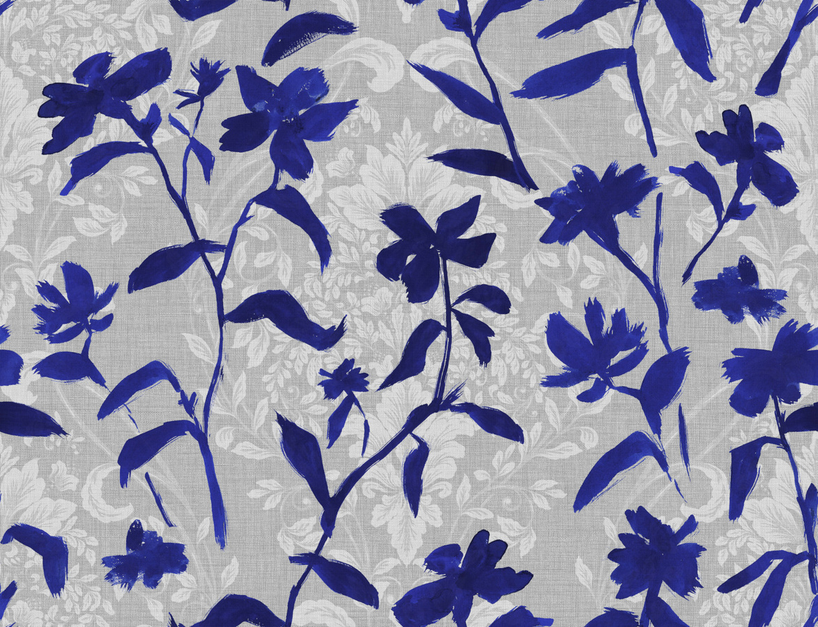 Tres Tintas Tapete Blooming Damask in Blau - Bild 2