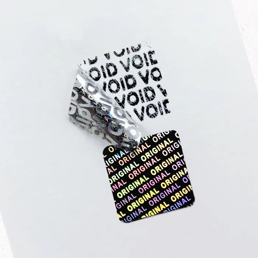 1000 Stück Quadratische ORIGINAL VOID Manipulationssichere Holographische Sicherheitssiegel-Aufkleber in Silber, B/B: 1,5 x 1,5 cm - Bild 2