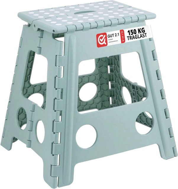 Relaxdays Klapphocker XL aus Kunststoff in Salbei Grün, faltbar für Garten, Bad und Camping, B/T/H: 39 x 39 x 32 cm - Bild 1