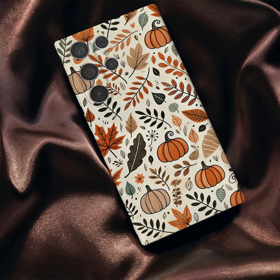 Handyhülle mit Halloween Herbst Blätter und Kürbis Design für Samsung Galaxy S25 S24 S23 Ultra Plus A35 A55 in Multicolour Glänzendes Hard Cover - Bild 4