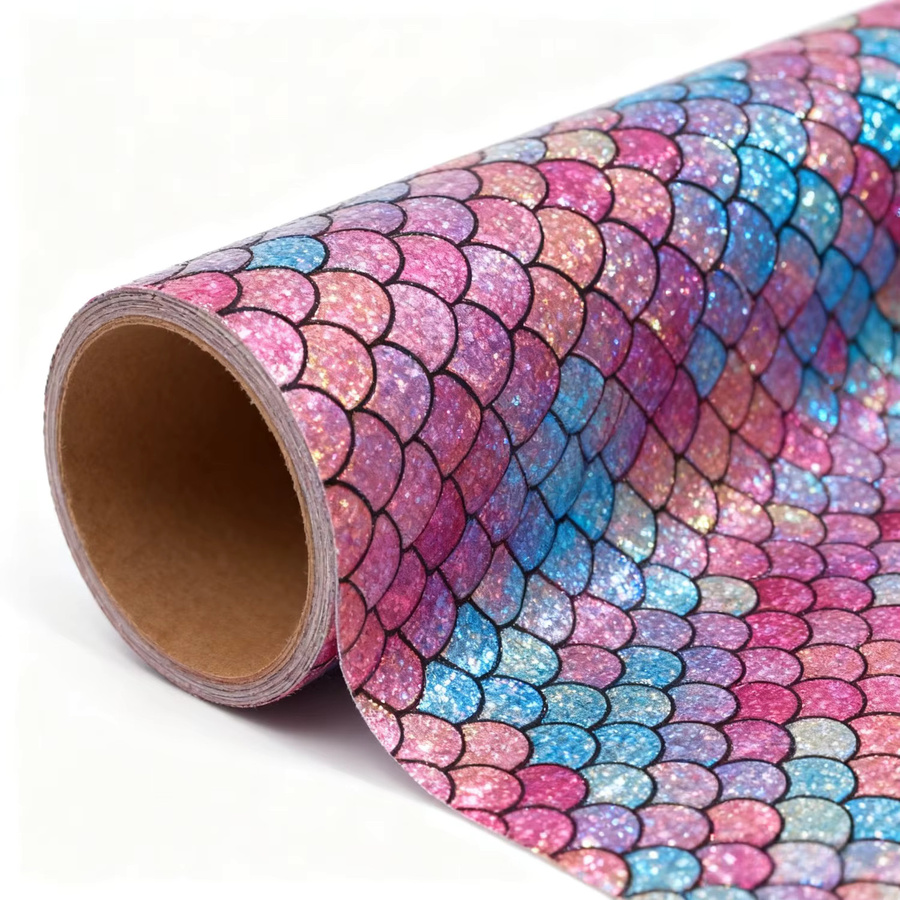 Recycelbares Meerjungfrauen-Geschenkpapier mit Fischschuppen-Design, Mehrfarbig, Breite: 43 cm, Länge: 300 cm - Bild 3