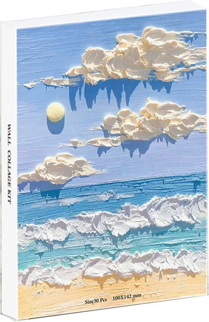 30er Set Ästhetische Kunst Ölgemälde Postkarten und Wand Collage Kit mit Aufklebern in Mehrfarbig für DIY Dekorationen - Bild 1