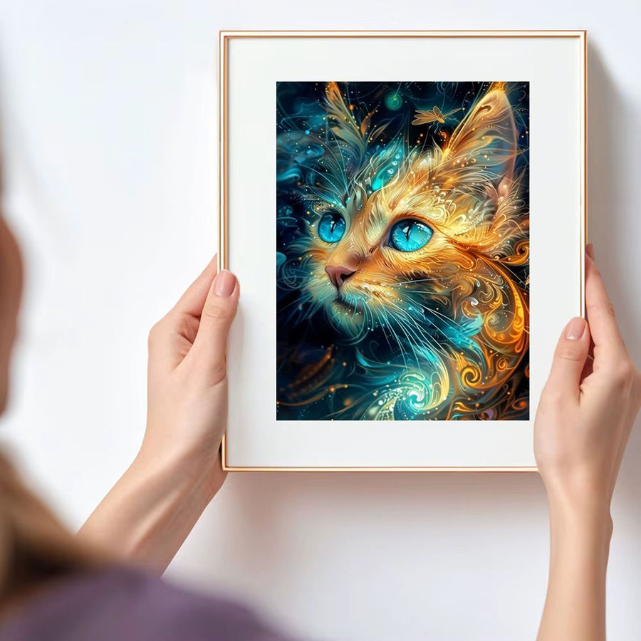 Huacan Diamant-Malerei Katze Diamant-Stickerei Set mit Strass-Bildern in Multicolour, B/H: 30 x 20 cm - Bild 3