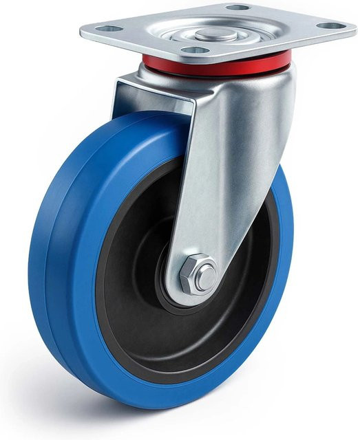 Wiltec Lenkrolle ohne Bremse in Blau mit 200 mm Durchmesser und 350 kg Tragkraft - Bild 1