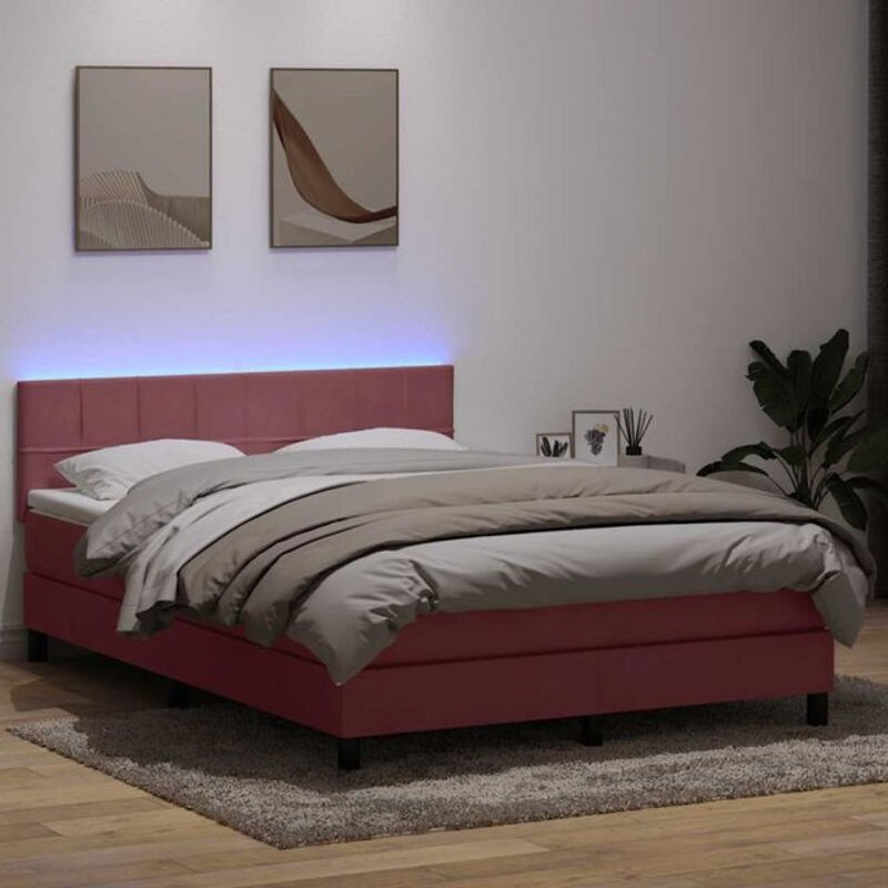 vidaxl Boxspringbett mit Matratze aus Samt in Rosa und Weiß, B/T/H: 160 x 220 x 78 cm - Bild 1