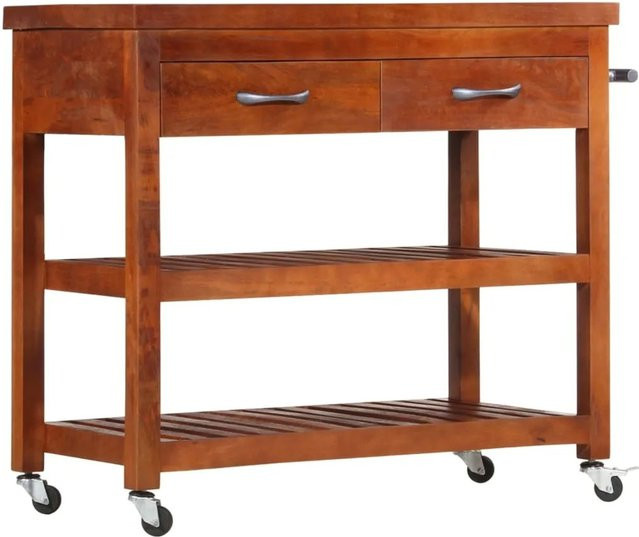 vidaXL Servierwagen aus Massivholz Akazie in Braun, B/T/H: 100 x 48 x 89 cm - Bild 1